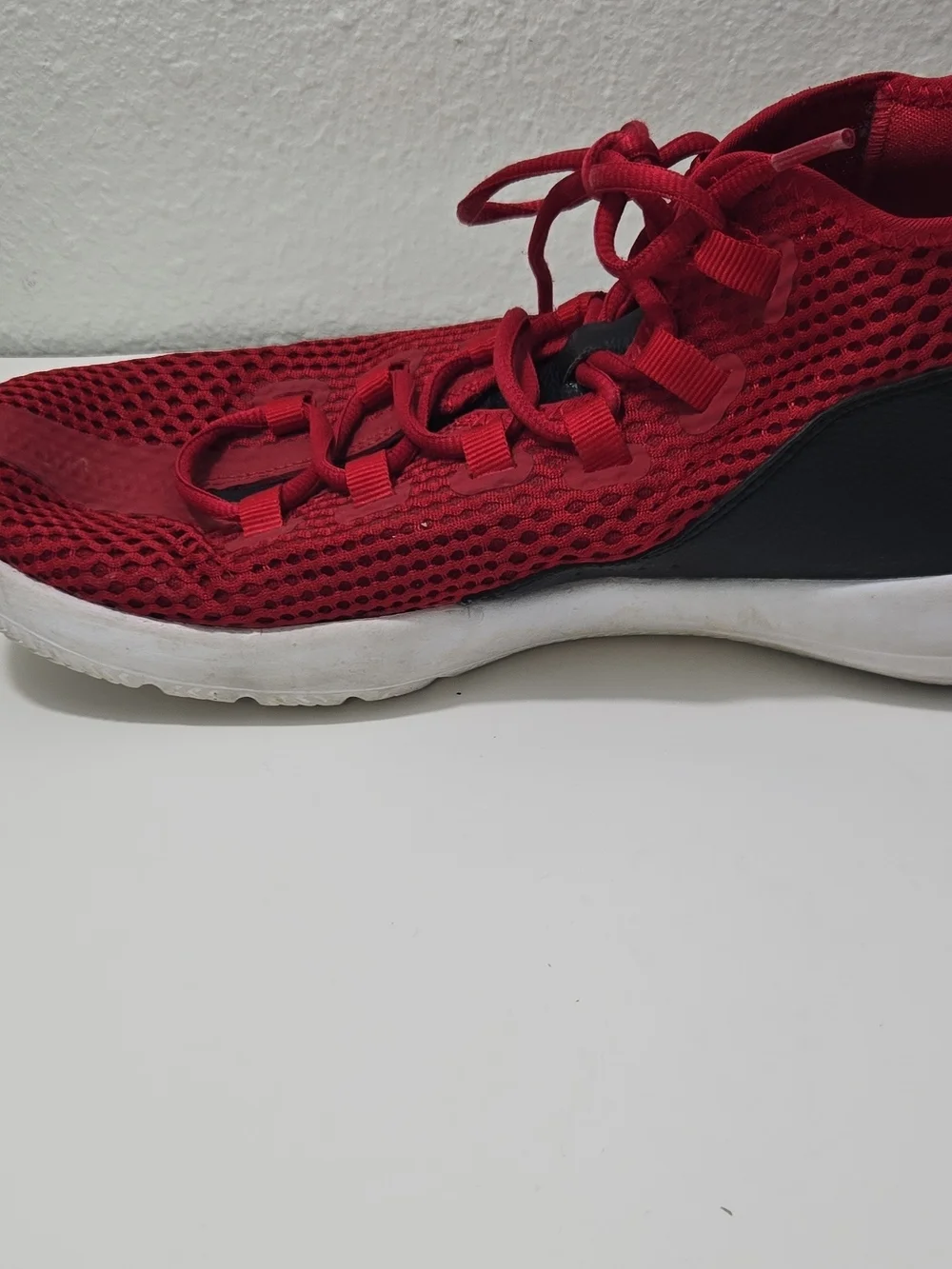 Jordan Red Knit Lace-Up Sneakers